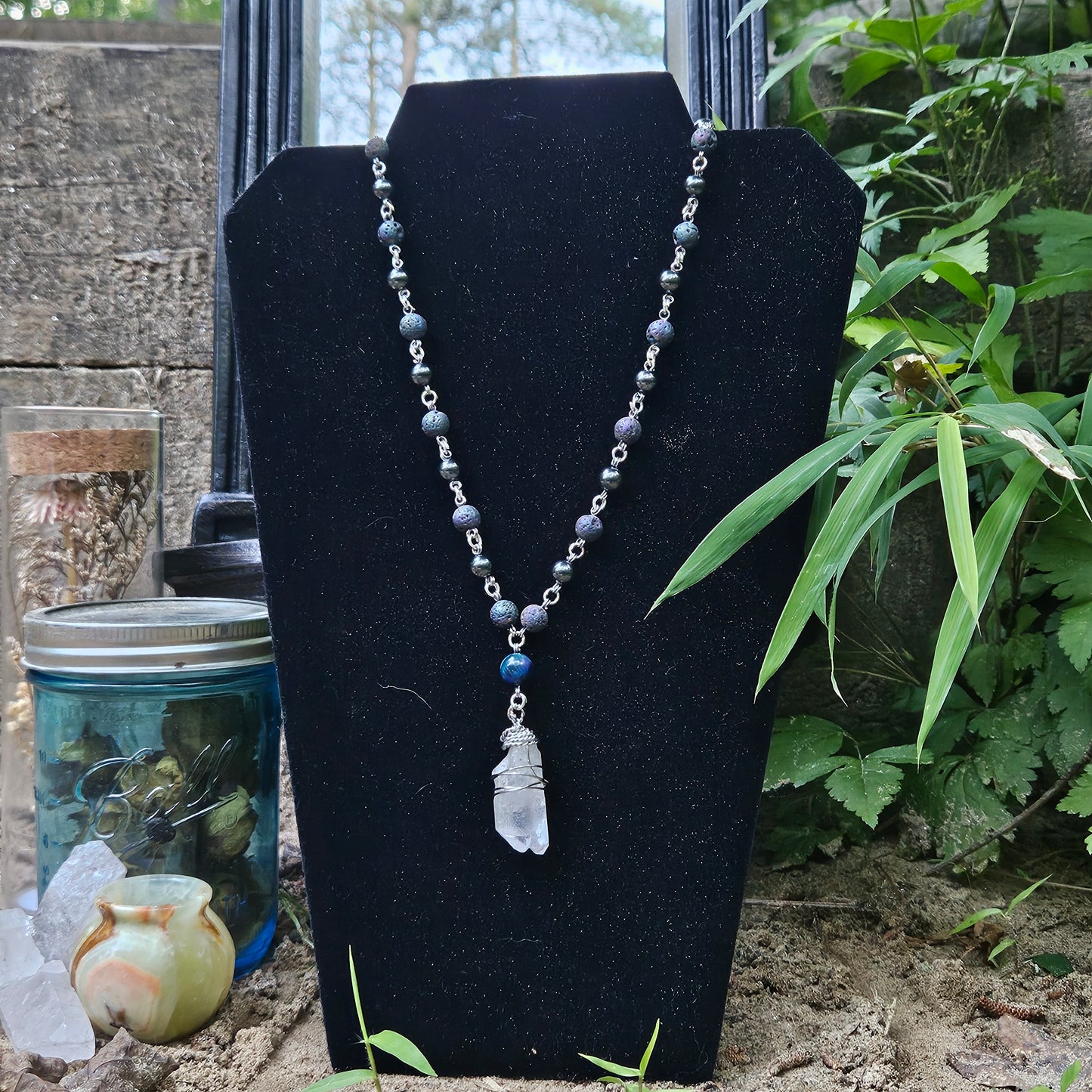 Quartz Point and Hematite Statement Necklace