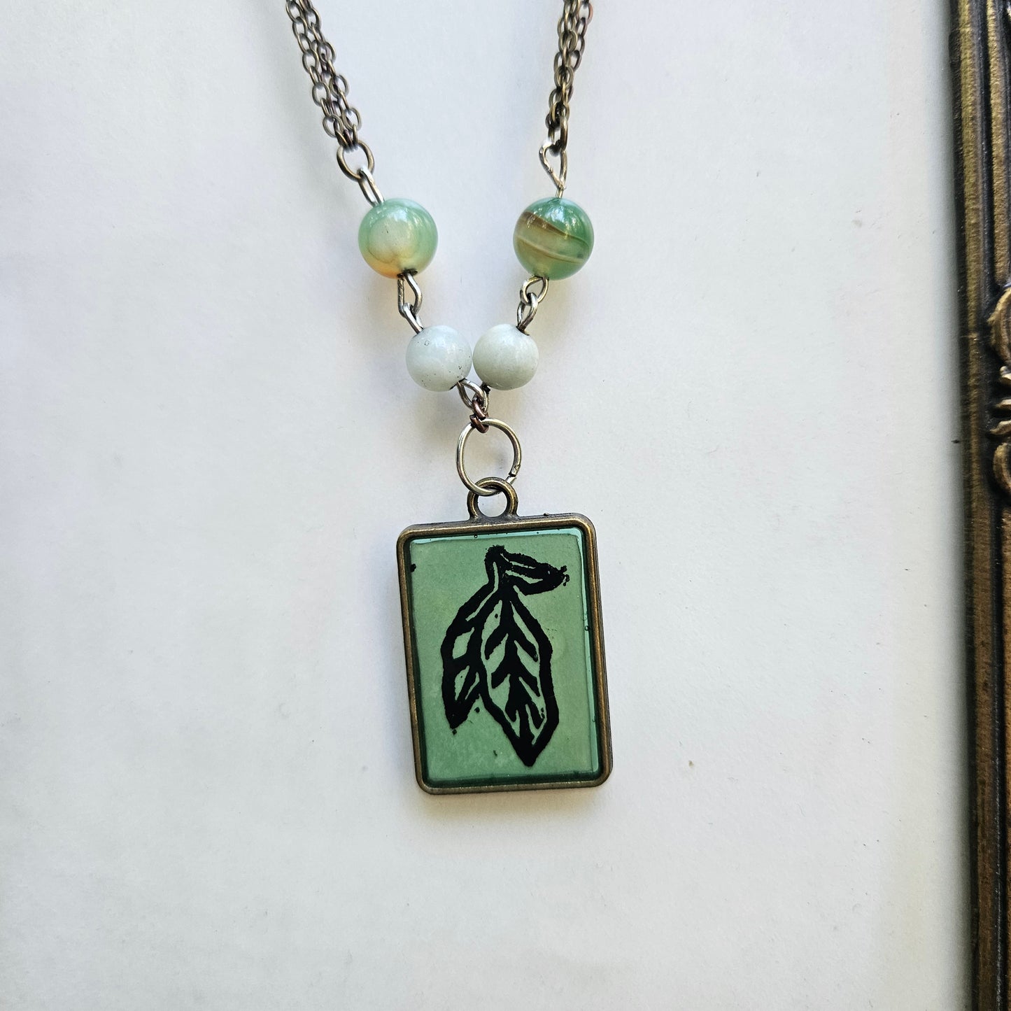 Sage Print Pendant Necklace