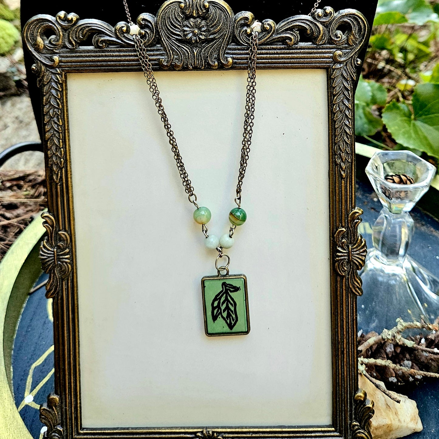 Sage Print Pendant Necklace