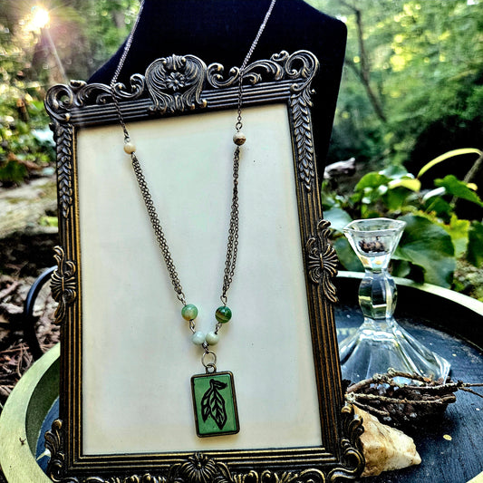 Sage Print Pendant Necklace