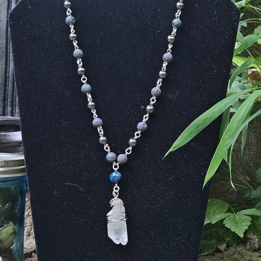 Quartz Point and Hematite Statement Necklace